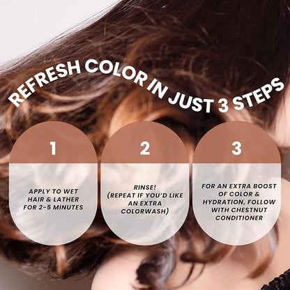 Chestnut Hydrating Color Depositing Shampoo for Color Treated Hair, 8.5 Oz - Semi Permanent Hair Dye Prevents Color Fade, Extends Color Service, Nourishes & Protects