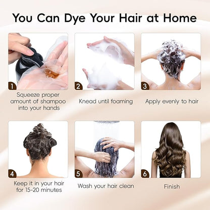 IIIMEIDU Hair Dye Shampoo 3 in 1, Natural Hair Dye Semi Permanent Hair Color, Gray Hair Cover Up, Ginger Essence shampoo for Color Treated Hair for Women and Men (500ml) 1