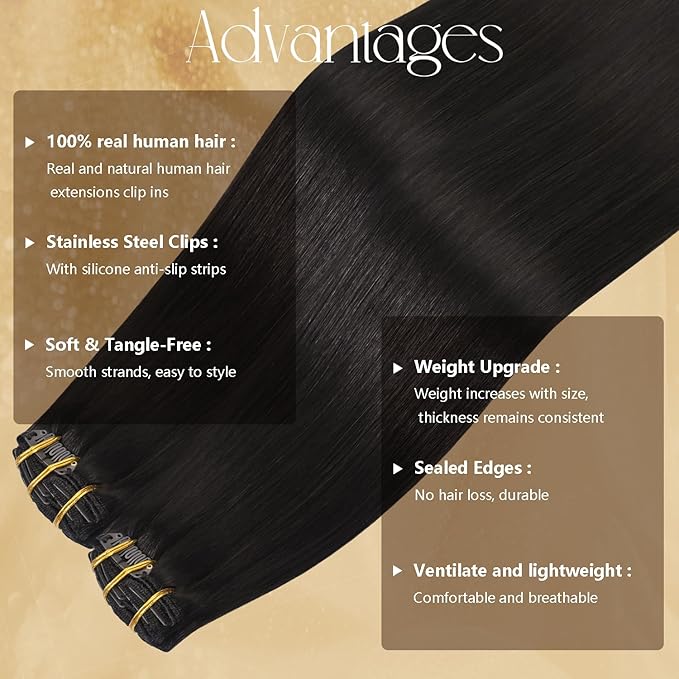 Brown Clip in Hair Extensions 18 Inches 85g #2 Dark Brown Natural Hair Extensions Human Hair 7pcs Straight Silky