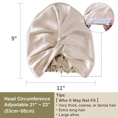 ZIMASILK 22 Momme Adjustable 100% Mulberry Silk Bonnet for Sleeping Women, Silk Hair Wrap for Hair Protection, That Reduces Falling off (1Pc, Beige)