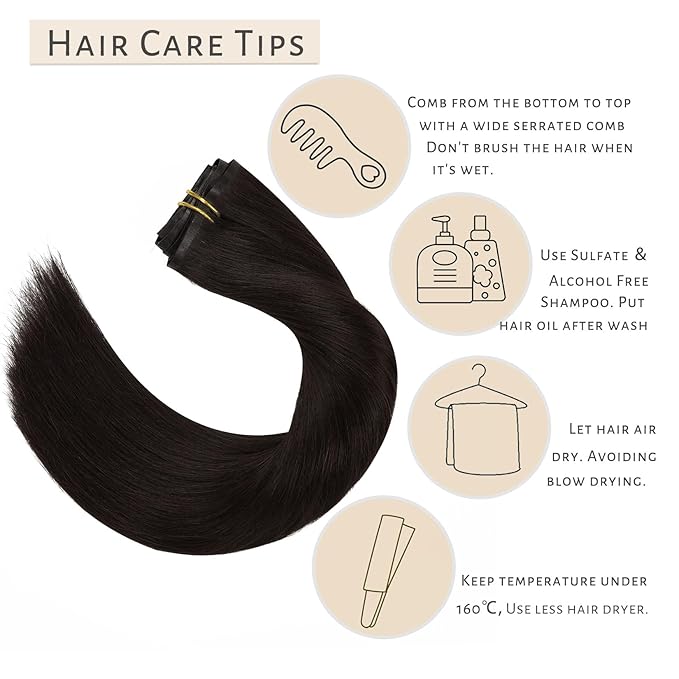 Caliee Seamless Clip in Hair Extensions Human Hair Natural Remy Hair Soft Silky Straight Color 2 Dark Brown Hair Extensions 7 Pcs 16 Inch 110 G Clip on Real Hair Gift for Women