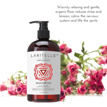 Organic Shampoo Fertile Roots 17.5 oz – Fights Hair Loss & Promotes Healthy New Growth with Lavender, Ginger, Rosemary, Patchouli, Clary Sage – Strengthens, Nourishes & Balances Scalp