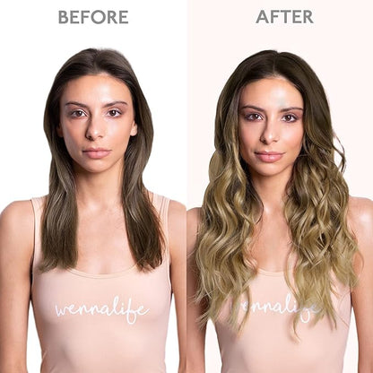 WENNALIFE Hair Extensions Clip In, 24 Inch 120g 7pcs Clip in Hair Extensions Real Human Hair Ombre Walnut Brown to Ash Brown and Bleach Blonde Remy Coloured Human Hair Extensions