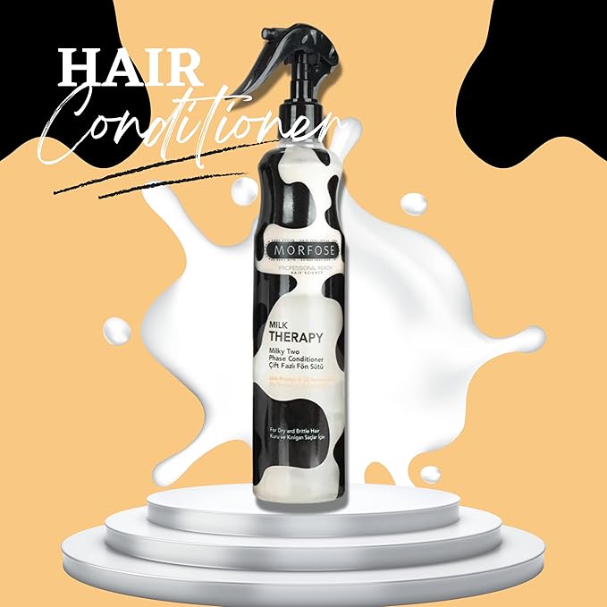 Morfose Professional Two Phase Leave-in Conditioner for Dry, Damaged, or Brittle Strands, Repairs and Protects, Damage, and Split Ends, 13.52 Fl Oz (Milk Therapy)