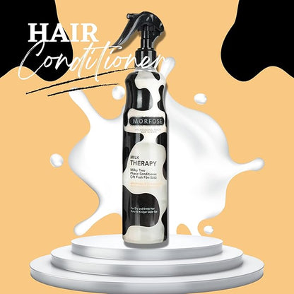 Morfose Professional Two Phase Leave-in Conditioner for Dry, Damaged, or Brittle Strands, Repairs and Protects, Damage, and Split Ends, 13.52 Fl Oz (Milk Therapy)