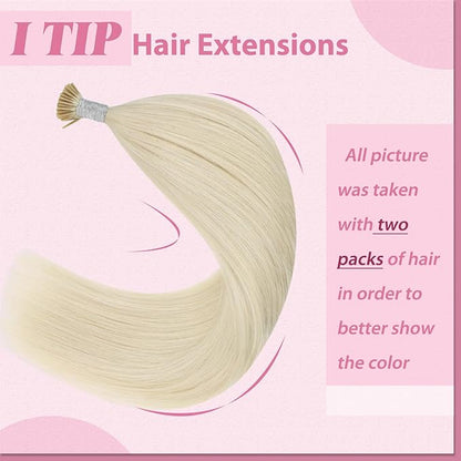 YoungSee I Tip Hair Extensions Human Hair Blonde Itips Hair Extensions Human Hair Platinum Blonde Tip Hair Extensions Remy 16In Itip Hair Extensions Real Human Hair Cold Fusion Hair Extensions 80s 50g
