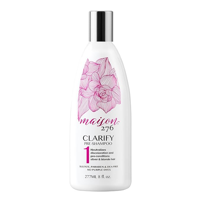 Maison 276 CLARIFY Pre-Shampoo for Silver, Gray & Blonde Hair, Tone-Correcting Pre-Shampoo, NOT a Purple Shampoo, Neutralizes Brassiness, Hair Pre-Conditioner, Sulfate-Free, 1, 8oz Bottle