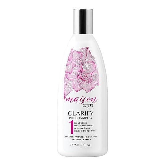 Maison 276 CLARIFY Pre-Shampoo for Silver, Gray & Blonde Hair, Tone-Correcting Pre-Shampoo, NOT a Purple Shampoo, Neutralizes Brassiness, Hair Pre-Conditioner, Sulfate-Free, 1, 8oz Bottle