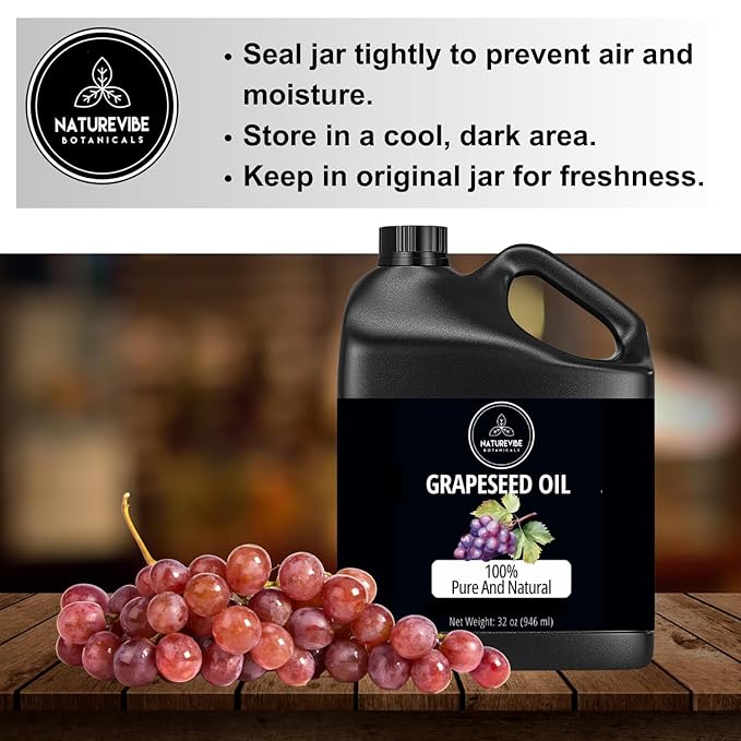 Naturevibe Botanicals Grapeseed Oil 32oz and Sweet Almond Oil 32oz|Oil Combo