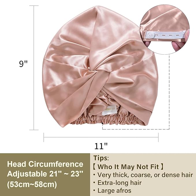 ZIMASILK 22 Momme Adjustable 100% Mulberry Silk Bonnet for Sleeping Women, Silk Hair Wrap for Hair Protection, That Reduces Falling off (1Pc, Blush Pink)
