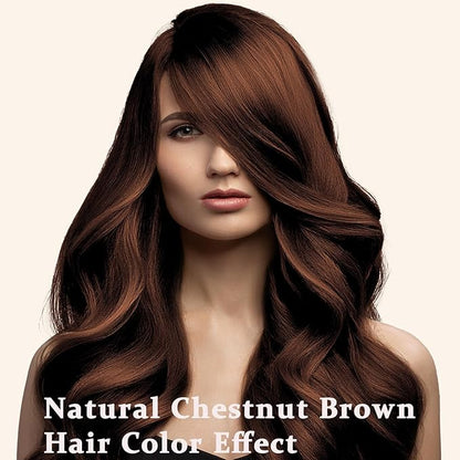 Chestnut Brown Hair Dye Shampoo 3 in 1, Instant Hair Color Shampoo for Men & Women, Herbal Brown Hair Shampoo Colors Hair in Minutes 17.6 FL OZ