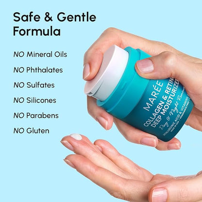 MAREE Face Moisturizer Retinol Cream for Face - Wrinkle Cream for Women - Anti Aging Face Cream - Facial Moisturizer with Collagen - Crema Hidratante Para la Cara for Skin Tightening