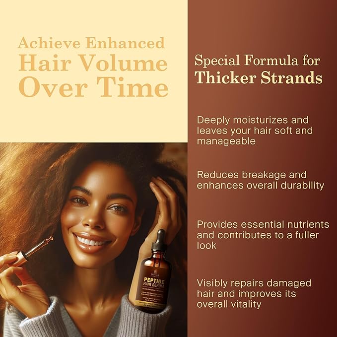 Peptide Hair Serum for Hair Growth Men & Women - Copper Peptides for Hair Growth - Caffeine Hair Growth Serum for Hair Thinning & Loss - Multi Peptide Serum for Hair Density 2 fl oz