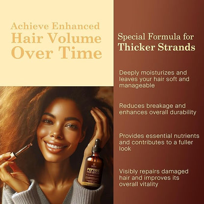 Peptide Hair Serum for Hair Growth Men & Women - Copper Peptides for Hair Growth - Caffeine Hair Growth Serum for Hair Thinning & Loss - Multi Peptide Serum for Hair Density 2 fl oz