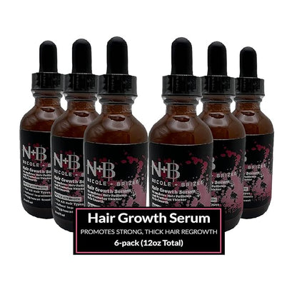 N+B Hair Growth Serum - Helps Promote Thicker, Fuller, & Healthier Hair w/Biotin, Natural-Based Formula, Helps Prevent Hair Fall & Thinning, For Women In All Hair Types - (2oz.) (6-Pack)