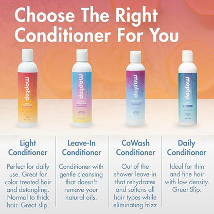 MopTop Light Conditioner – Lightweight Hair Moisturizer to Enhance Moisture & Reduce Frizz, Sulfate & Paraben Free Hair Care for All Hair Types – Thin, Straight, Wavy, Curly (Citrus Medley, 2pk)