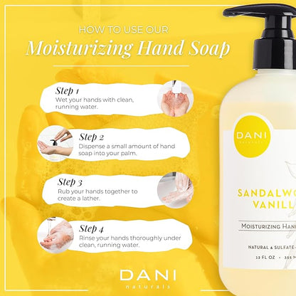 Naturals Moisturizing Hand Soap – Sandalwood Vanilla Scent, Hydrating, Sulfate-Free & Paraben-Free, 12 Oz Bottle with Pump, Gentle Cleansing for Dry Skin