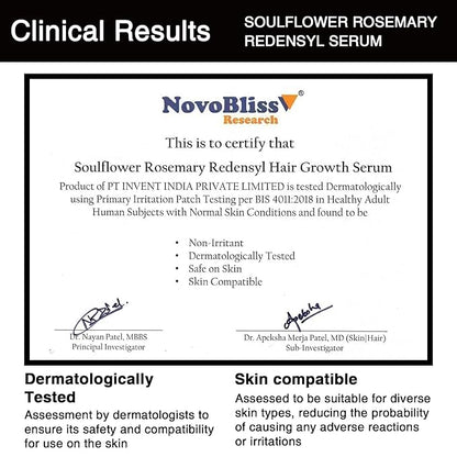 Soulflower Rosemary Redensyl Hair Growth Serum | 3% Redensyl, 4% Anagain, Melanogray, Caffeine, Biotin, Keratin, Tea Tree, Chia Seeds, Rice Water | Men, Women | 30 ml