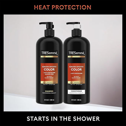 TRESemmé Shampoo and Conditioner, Keratin Smooth Color – Anti-Fade, Anti-Frizz Hair Products for Color-Treated Hair, 28 Oz Ea
