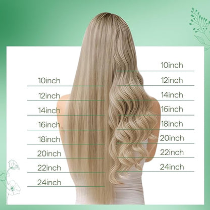 RUNATURE Human Hair Tape in Extensions 16 Inch Platinum Blonde Remy Hair Tape in Extensions Straight Full Ends Glue in Hair Extensions Invisible Tape on Human Hair Extensions Silky 50g 20 Picec