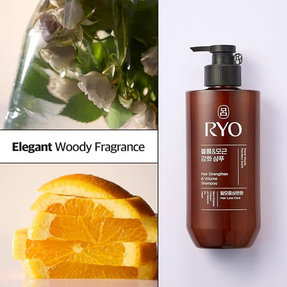 RYO Strengthen & Volume Shampoo with Korean Ginseng & Caffeine - Volumizing and Revitalizing for Fine Hair, Anti Loss Care, Strengthening hair roots, 16 Fl Oz.