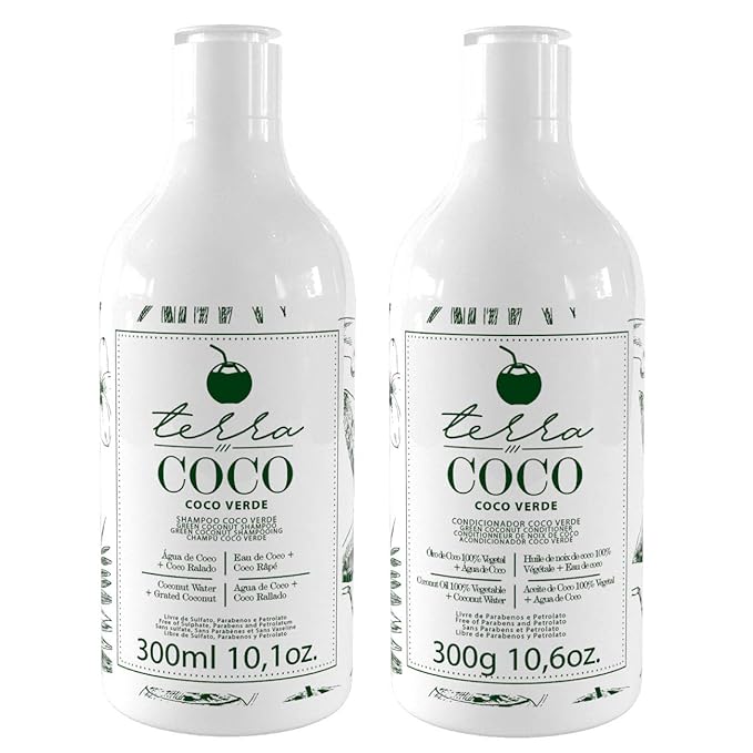 Terra Coco Verde Home Care | Vegan | Extremely Dry & Worn Hair | Vitamin B, Sodium and Potassium | Removes Dead Cells | Promotes Hair Growth | Combats Weakness & Hair Loss | Set of 2