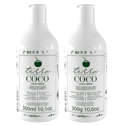 Terra Coco Verde Home Care | Vegan | Extremely Dry & Worn Hair | Vitamin B, Sodium and Potassium | Removes Dead Cells | Promotes Hair Growth | Combats Weakness & Hair Loss | Set of 2
