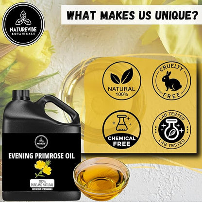 Naturevibe Botanicals Evening Primrose Oil 32 Ounces | 100% Pure and Natural | Great for Skin Care and Hair Care