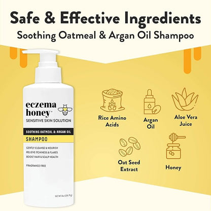 ECZEMA HONEY Nourishing Shampoo - Helps with Psoriasis, Dermatitis, & Flaking - Daily Dandruff Shampoo & Scalp Care - Itchy Scalp Treatment for Men, Women & Kids (8 Oz)