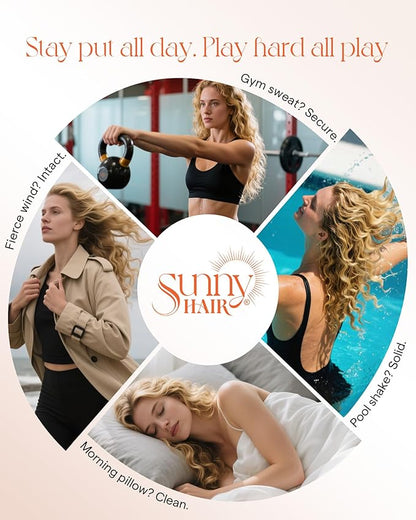 Sunny Hair Micro Link Hair Extensions Human Hair Sun-Kissed Glow,Soft Micro Link Hair Extensions Human Hair Golden Blonde Highlight Light Blonde,Upper Back 22inch 50g