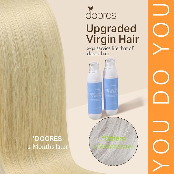 DOORES Clip in Hair Extensions, Bleach Blonde 24 Inch 9pcs 150g, Remy Hair Extensions Clip in Natural Silky Weft For Women Thick Straight Weft