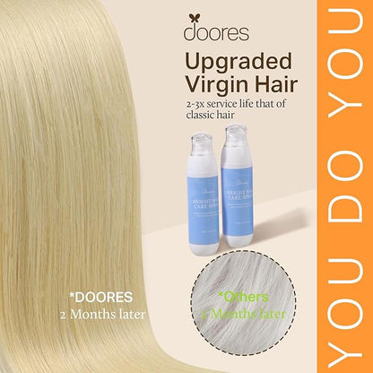 DOORES Clip in Hair Extensions, Bleach Blonde 24 Inch 9pcs 150g, Remy Hair Extensions Clip in Natural Silky Weft For Women Thick Straight Weft