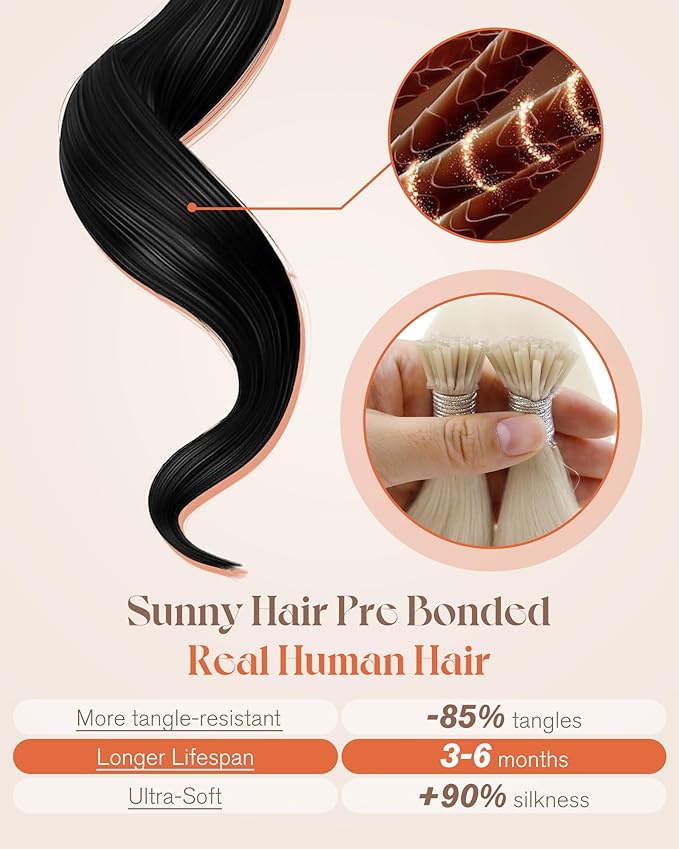 Sunny Hair Itip Hair Extensions Platinum Blonde I Tip Human Hair Extensions 18inch I Tips Hair Extensions Natural 50g