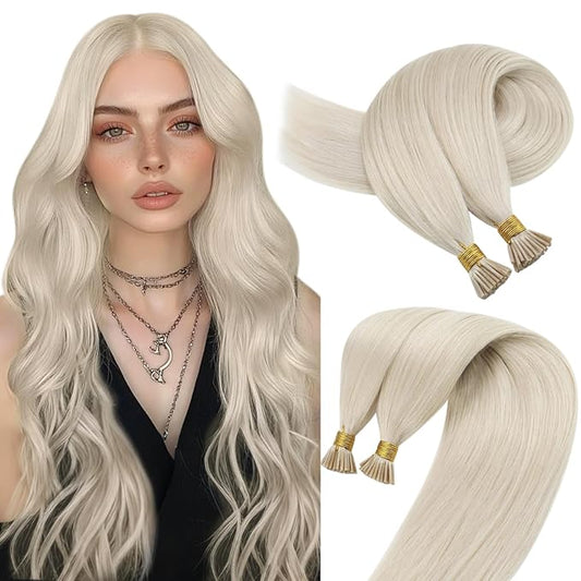 Sunny Hair Itip Hair Extensions Platinum Blonde I Tip Human Hair Extensions 18inch I Tips Hair Extensions Natural 50g