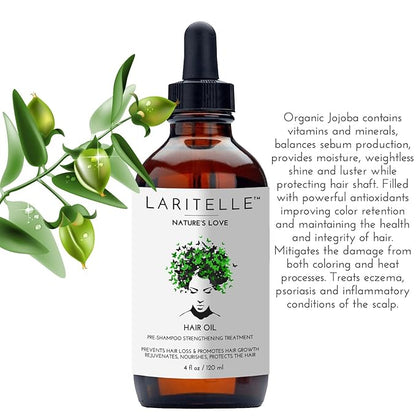 Organic Hair Growth Treatment – Nature’s Love – 4 oz – Botanical Oil Blend for Follicle Stimulation & Scalp Renewal – Made in USA