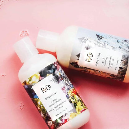 R+Co | Travel Sized | Gemstone Color Protection Shampoo and Conditioner Set for Preserving Color Treated Hair | Anti Frizz + Repairs + Nourishes | Vegan + Sulfate-Free | Set of 2