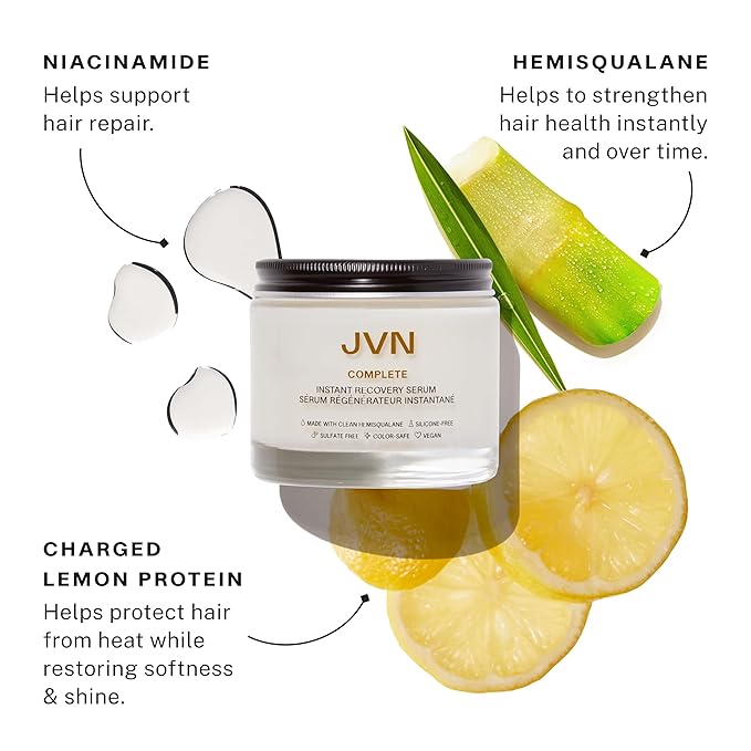 JVN Instant Recovery Serum, Leave-In Anti Frizz Hair Serum, Repairs Hair & Protects Against Heat Damage, Smoothing Serum for All Hair Types (3.4 Fl Oz)