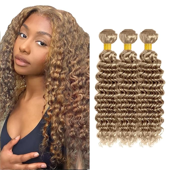 Ash Blonde Bundles Human Hair Color #22 Deep Wave Bundles 12 14 16 Inch Niegmeag Peruvian Virgin Hair Extensions Grey Blonde Deep Wave Bundle