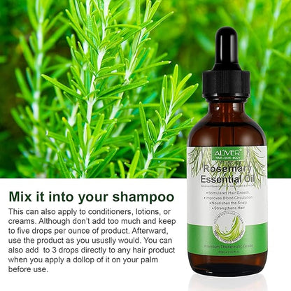 Pure Natural Rosemary Essential Oils - 2 pack, Hair Growth Scalp Oil for Dry Damaged Hair(2.02 Fl Oz)
