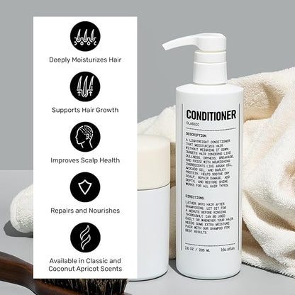 Blu Atlas Men's Shampoo and Conditioner Bundle - Classic Scent - Hydrating, Nourishing Conditioner for Healthy Hair, All Hair Types - 16 oz Bottle