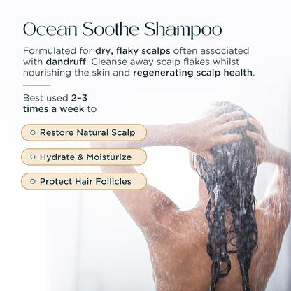 Ocean Soothe Scalp Control Shampoo with Highly Concentrated Magnesium Salt and Cucumber Juice to Hydrate Dry, Flaky Scalps, Nourish and Protect Hair Follicles, 300mL