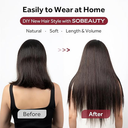 Clip in Hair Extensions Real Human Hair Dark Brown Seamless Clip In 100% Remy Hair Extensions PU Skin Weft Add Volume Thick&Invisible #2 20Inch 120G 8PCS