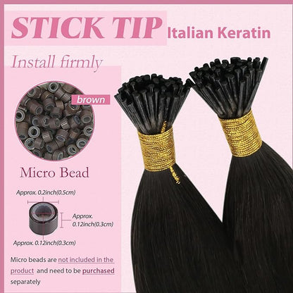 YoungSee I Tips Hair Extensions Real Human Hair Balayage Itips Hair Extensions Human Hair Ombre Dark Brown to Medium Brown with Blonde I Tip Extensions 20In Tip Extensions for Adding Volume 50s 50g
