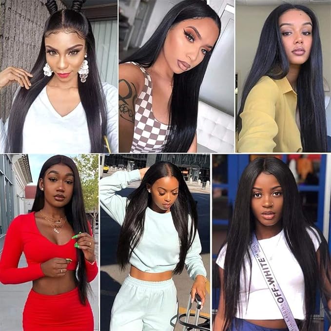 Straight Human Hair Bundles Natural Color Bundles Human Hair #1B Bundle Grade 8A Brazilian Virgin Hair Extensions 26 28 30 Inch Natural Black Straight Hair Weave