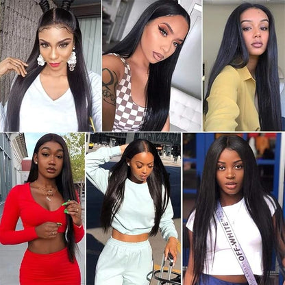 Straight Human Hair Bundles Natural Color Bundles Human Hair #1B Bundle Grade 8A Brazilian Virgin Hair Extensions 26 28 30 Inch Natural Black Straight Hair Weave