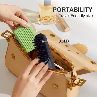 Cordless Hair Straightener Brush-Travel Size Hair Straightener Brush,Salon-Level Smoothing via Ceramic Ion Technology, Hair Straightener Comb,Fashion Design Tangle Free Anti Scald,6000mAh
