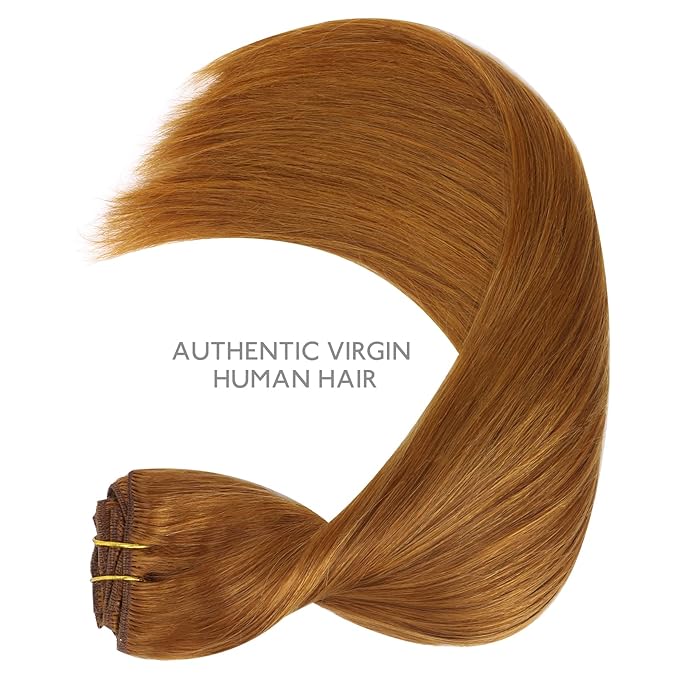 WENNALIFE Clip in Hair Extensions Real Human Hair, 20 Inch 120g 7pcs Clip in Hair Extensions Real Human Hair, Auburn Ginger Human Hair Clip in Extensions Remy Human Hair Extensions Clip Ins Double Wef