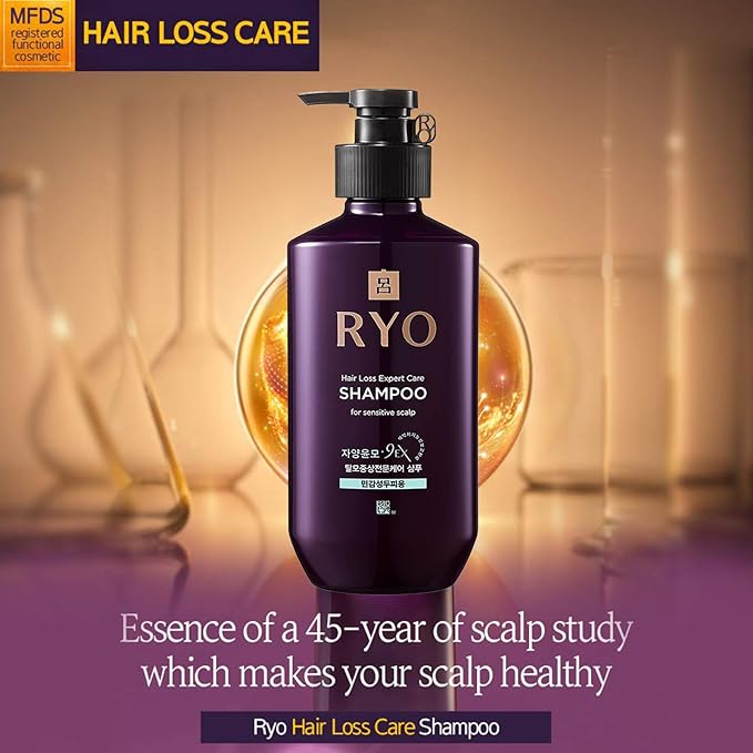 RYO Hair Strength Expert Care Shampoo for Sensitive Scalp, Hypoallergenic Cleansing, Soothing Care, Relieving Itchiness for Dryness and Smelly Scalp, Strengthening for Thinning Hair, 13.53 Fl Oz.