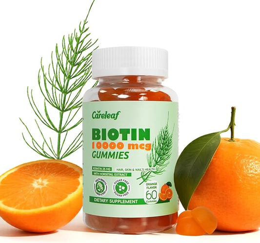 Biotin Gummies, Hair Growth Gummies with 10000 mcg Biotin/Collagen/Keratin, Hair Vitamins for Fuller Hair, Stronger Nails, Glowing Skin, Beauty Support for Women, 60 Count, Orange Flavor