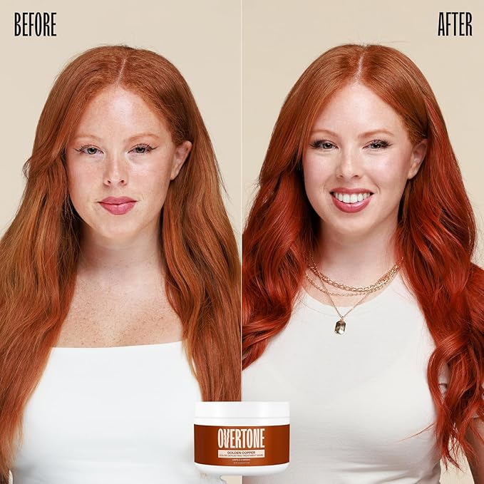 Overtone Color Depositing Semi-Permanent Hair Dye Conditioner - 8 oz For Natural & Color-Treated Hair, Moisturizing Shea Butter & Coconut Oil - Vegan & Cruelty-Free, Golden Copper